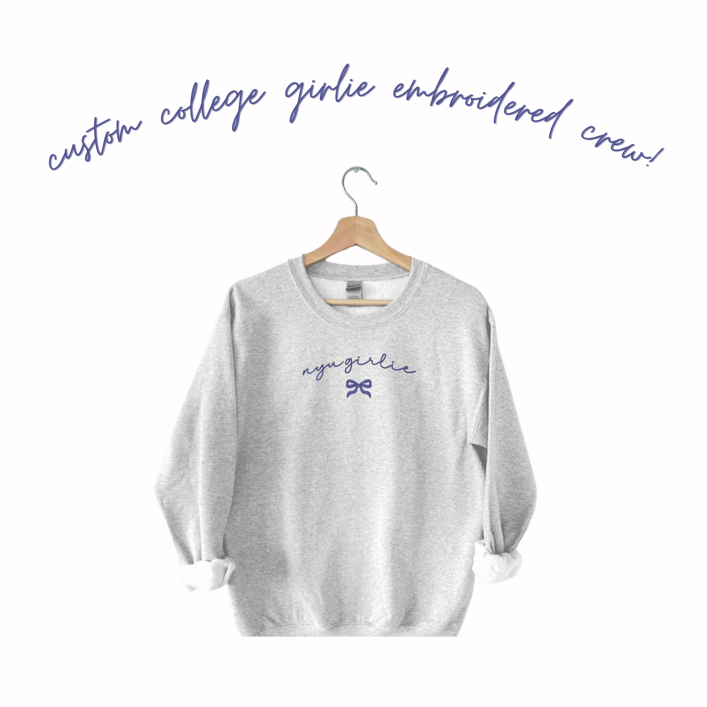 Custom college girlie bow crew