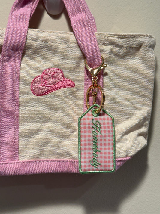 Homebody Charm - Custom Embroidered Keychain Tag