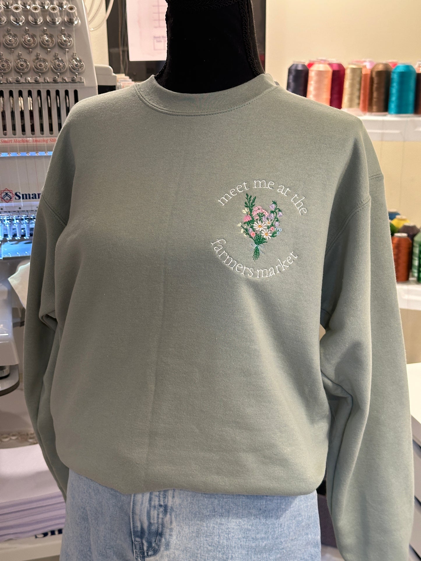 Meet Me At The Farmers Market Crew - Embroidered Gildan Crewneck