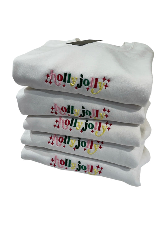 Holly Jolly Embroidered Crewneck