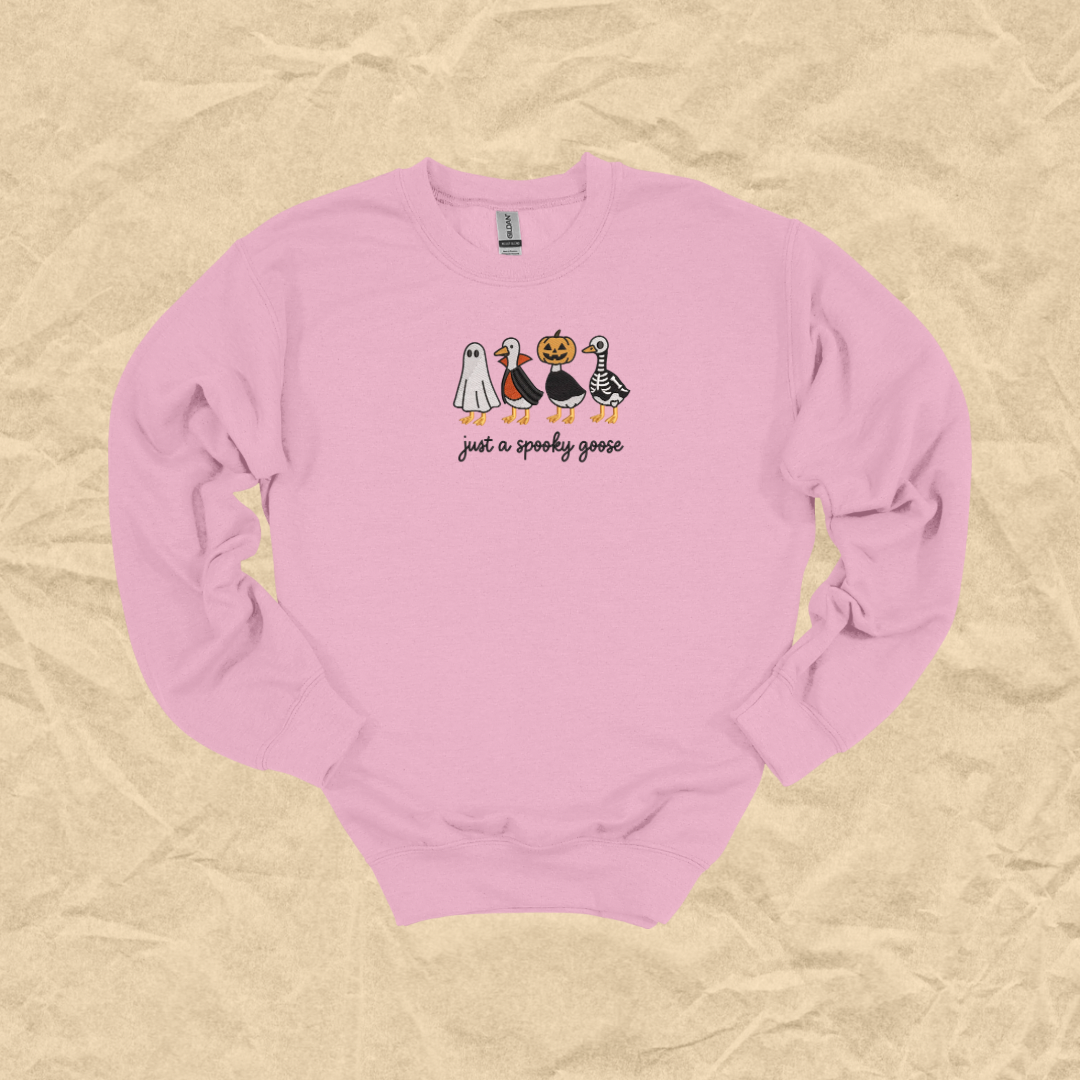 Just A Spooky Goose Embroidered Crewneck