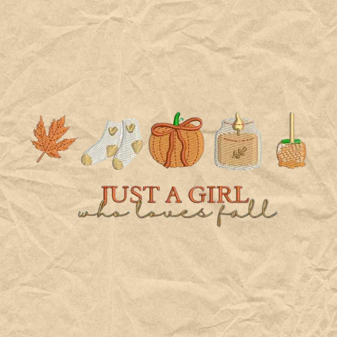 Just A Girl Who Loves Fall Embroidered Crewneck
