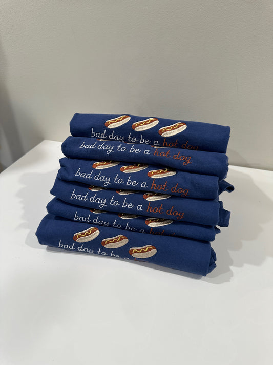 Bad Day To Be A Hot dog Tee - Embroidered Comfort Colors T-shirt