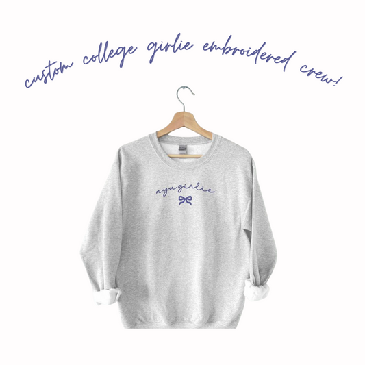 Custom college girlie bow crew