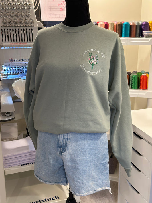 Meet Me At The Farmers Market Crew - Embroidered Gildan Crewneck