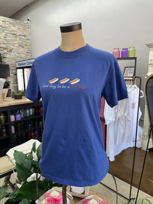Bad Day To Be A Hot dog Tee - Embroidered Comfort Colors T-shirt