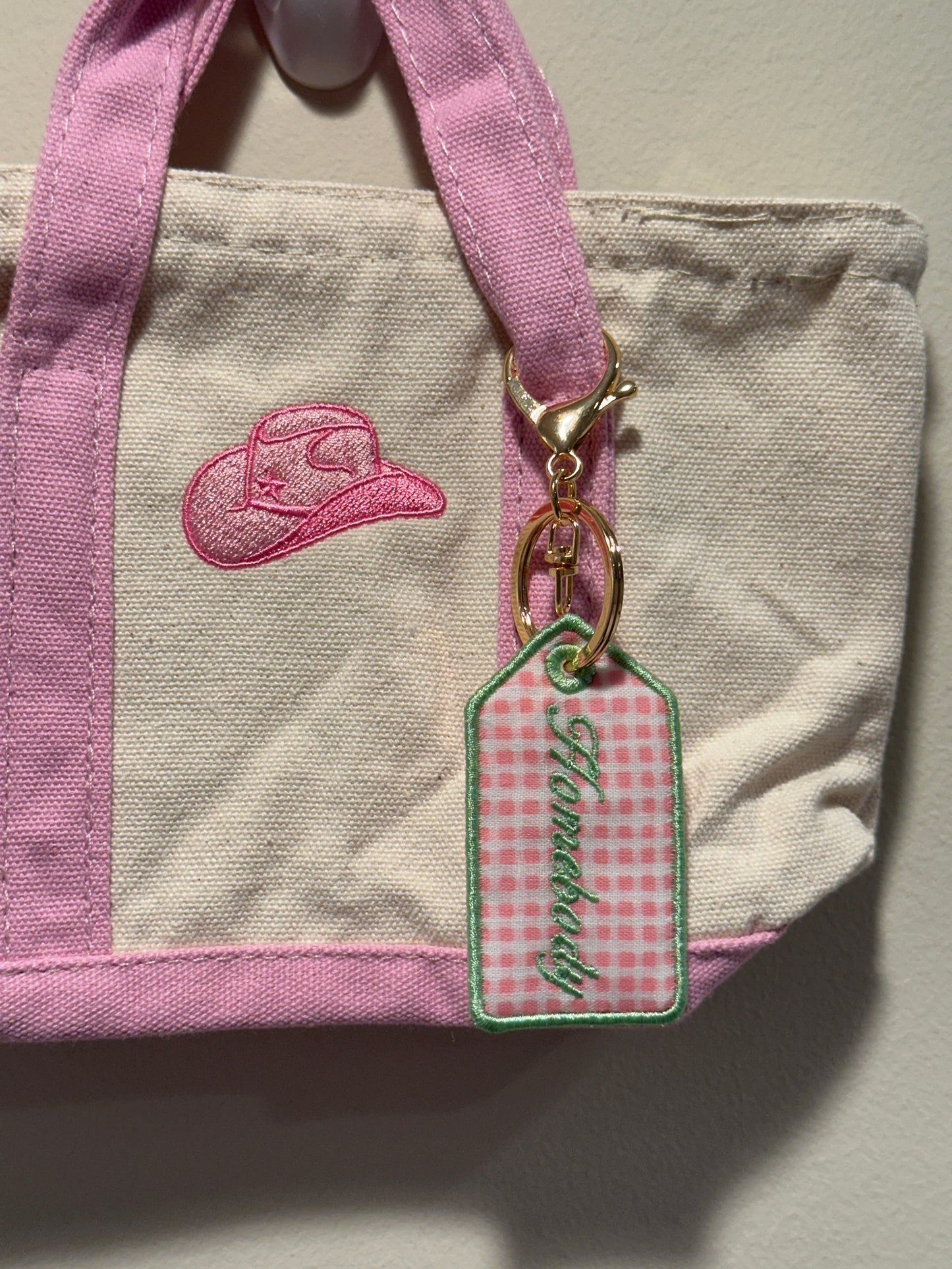 Homebody Charm  - Custom Embroidered Keychain Tag
