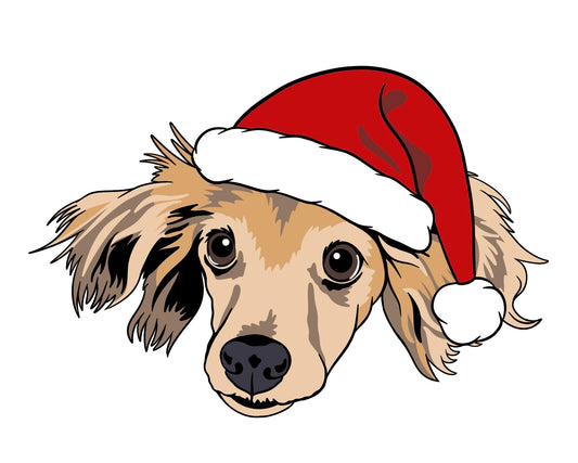 Custom full color dog with Santa hat Crew