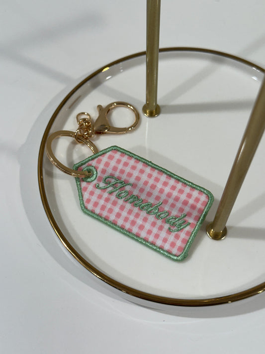 Homebody Charm  - Custom Embroidered Keychain Tag