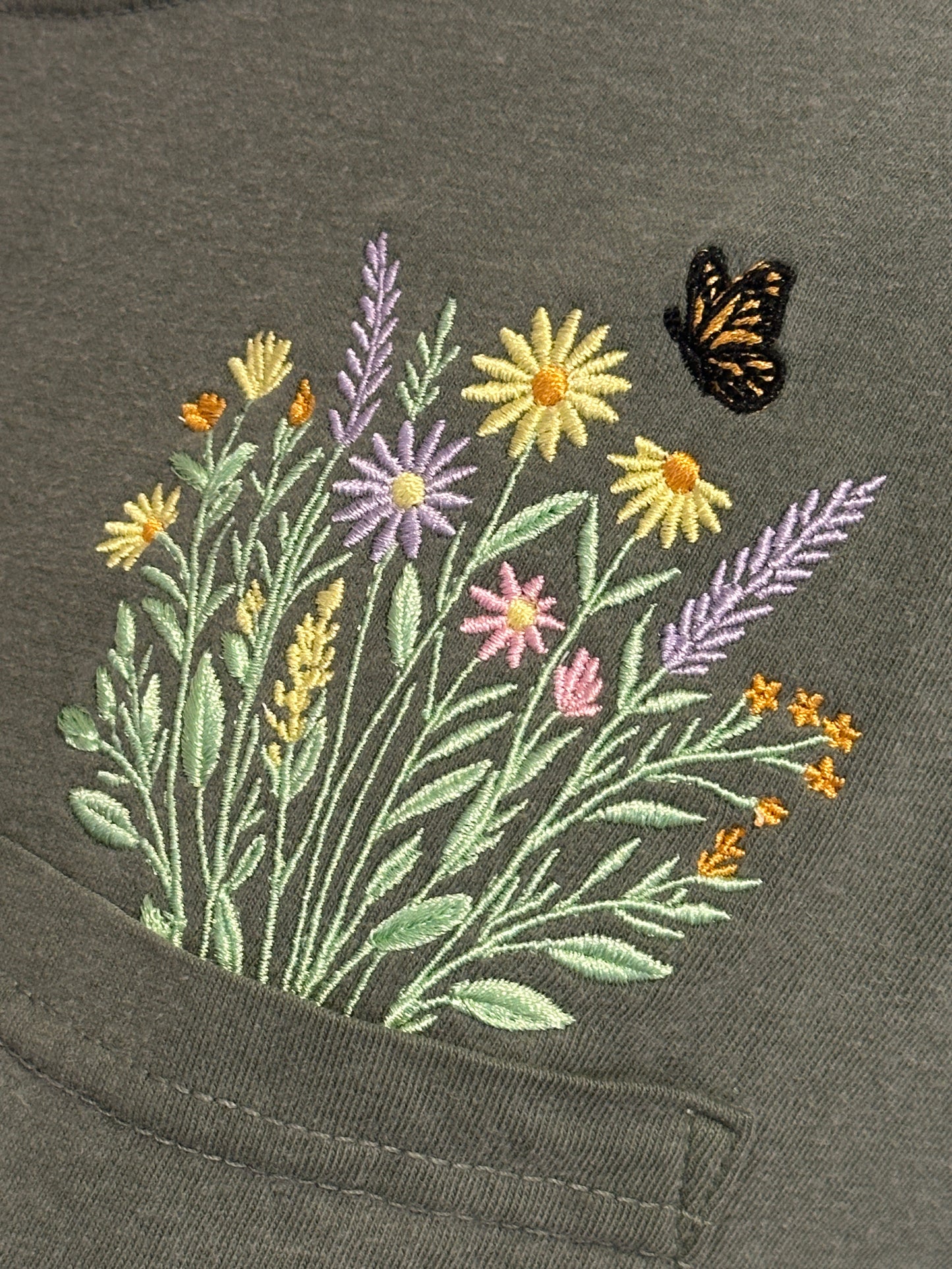 Pocket Bloom Tee - Embroidered Comfort Colors T-shirt