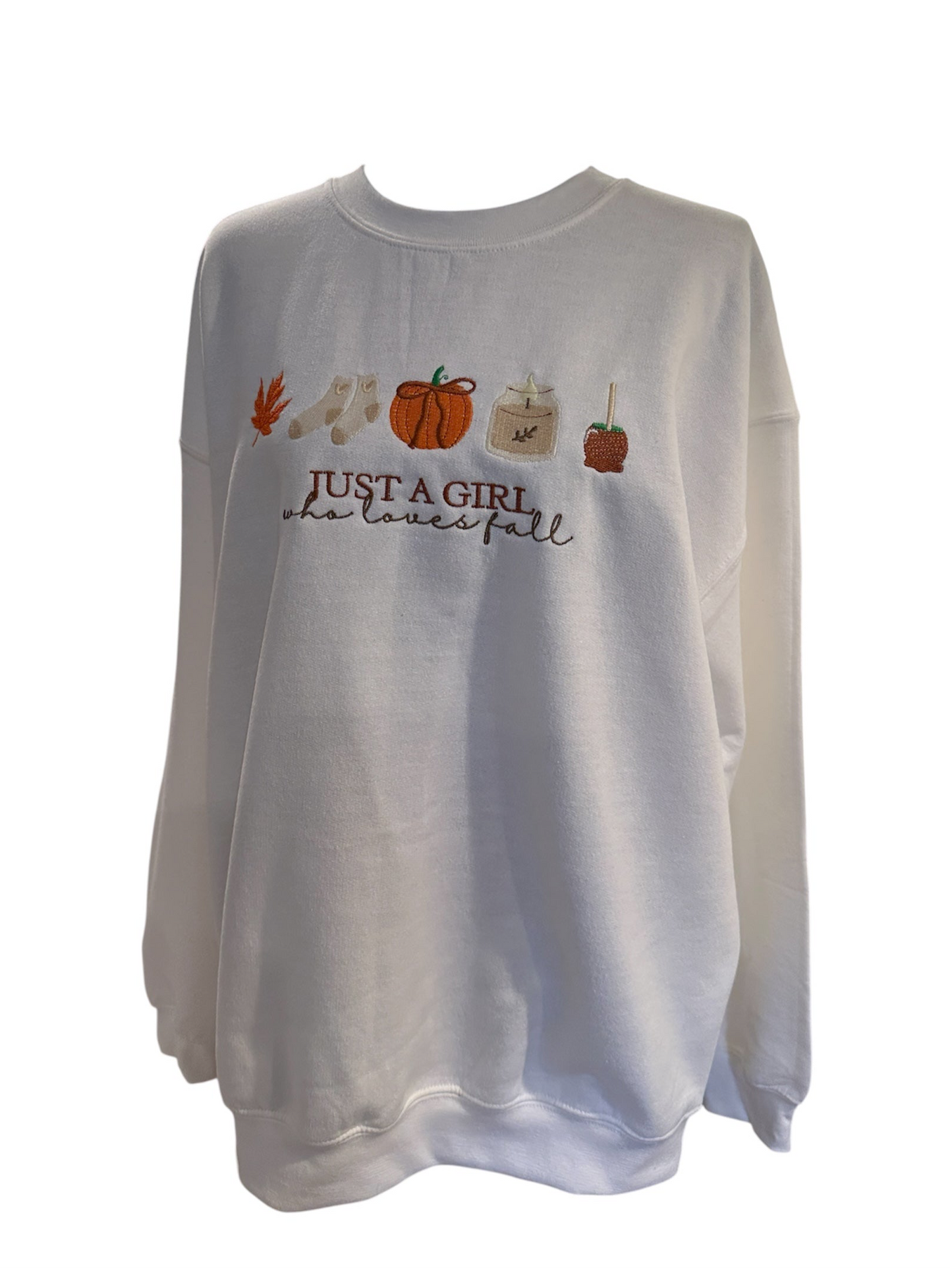 Just A Girl Who Loves Fall Embroidered Crewneck