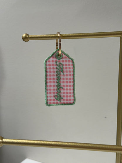 Homebody Charm  - Custom Embroidered Keychain Tag