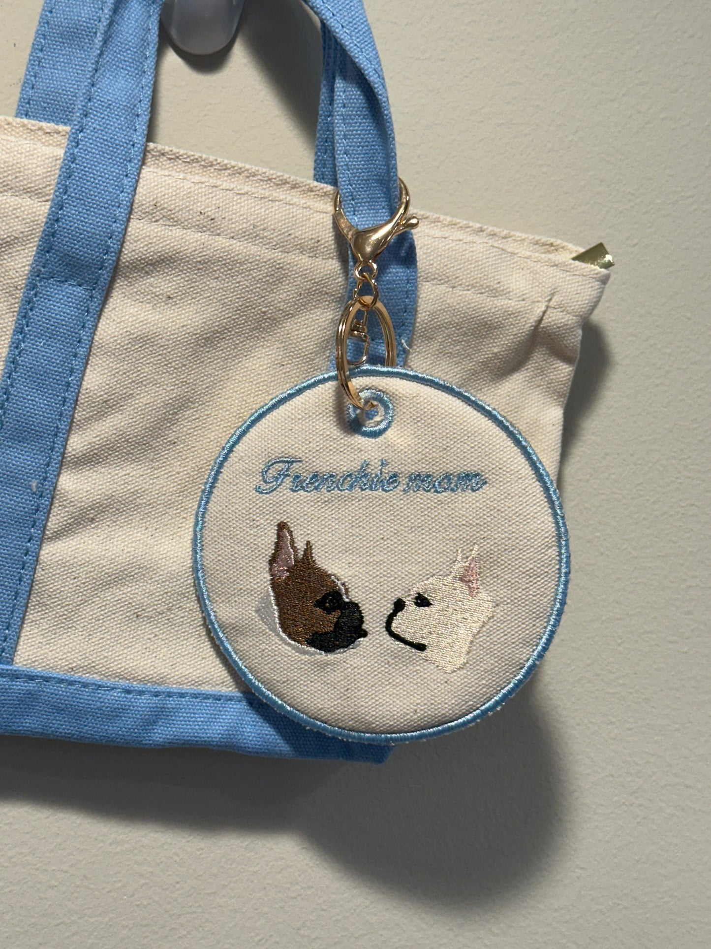Personalized Pet Portrait Charm  - Custom Embroidered Keychain Tag
