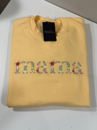 Floral "mama" Crew - Embroidered Gildan Crewneck