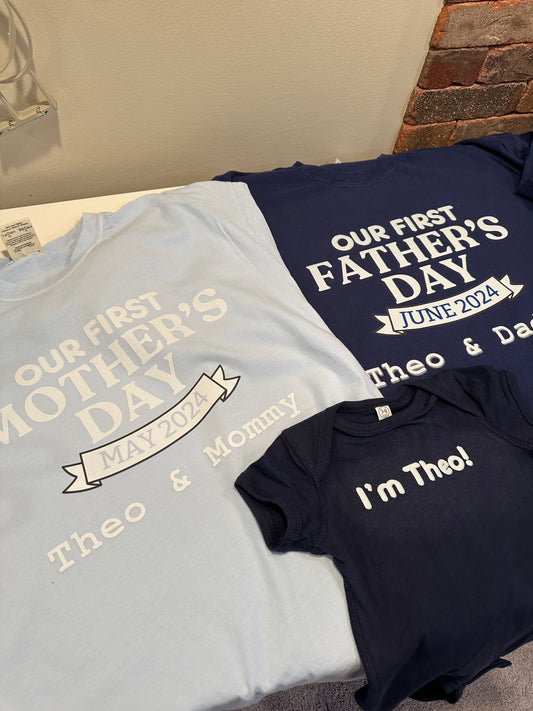 Mothers/fathers day t-shirts with baby onesie