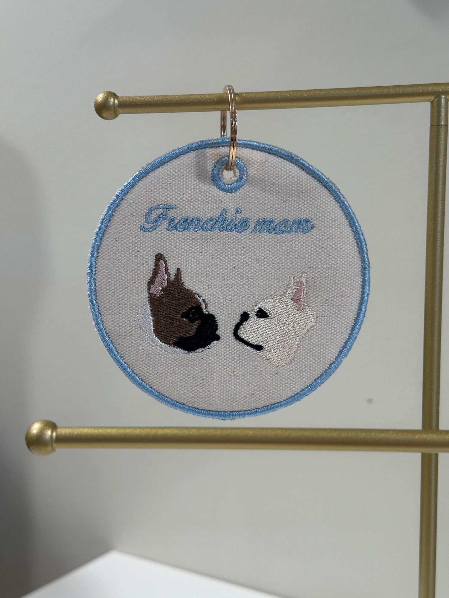 Personalized Pet Portrait Charm  - Custom Embroidered Keychain Tag