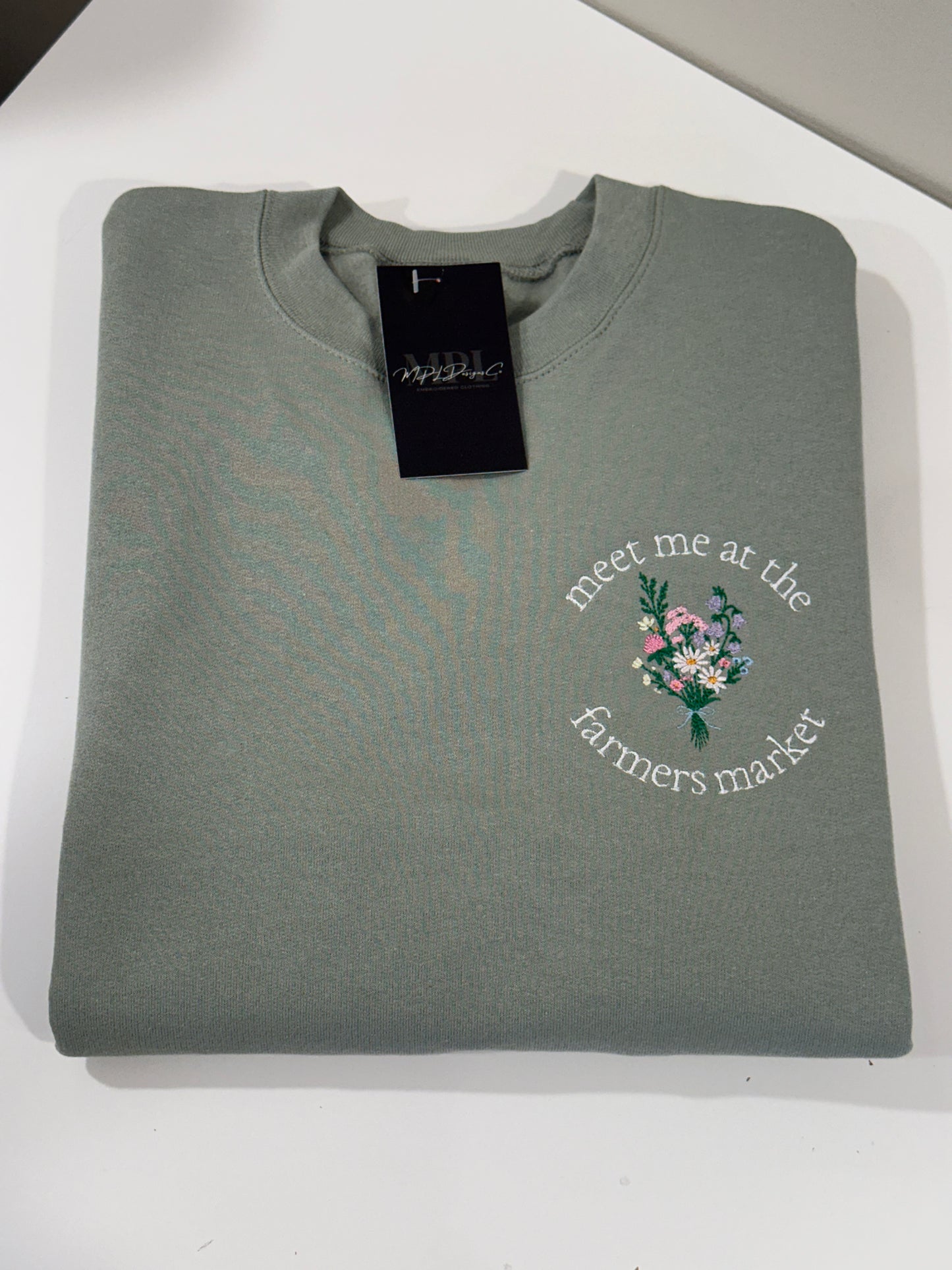 Meet Me At The Farmers Market Crew - Embroidered Gildan Crewneck