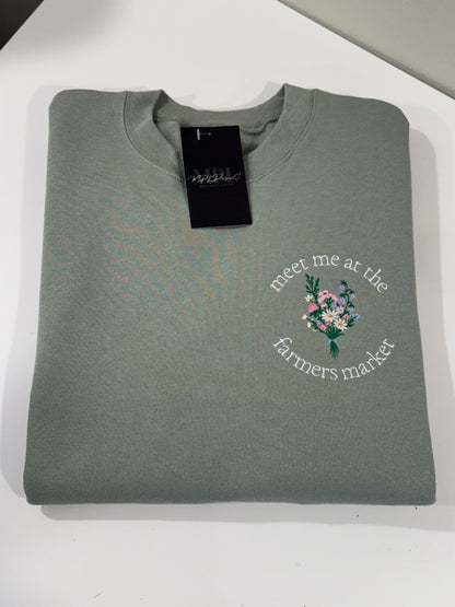 Meet Me At The Farmers Market Crew - Embroidered Gildan Crewneck