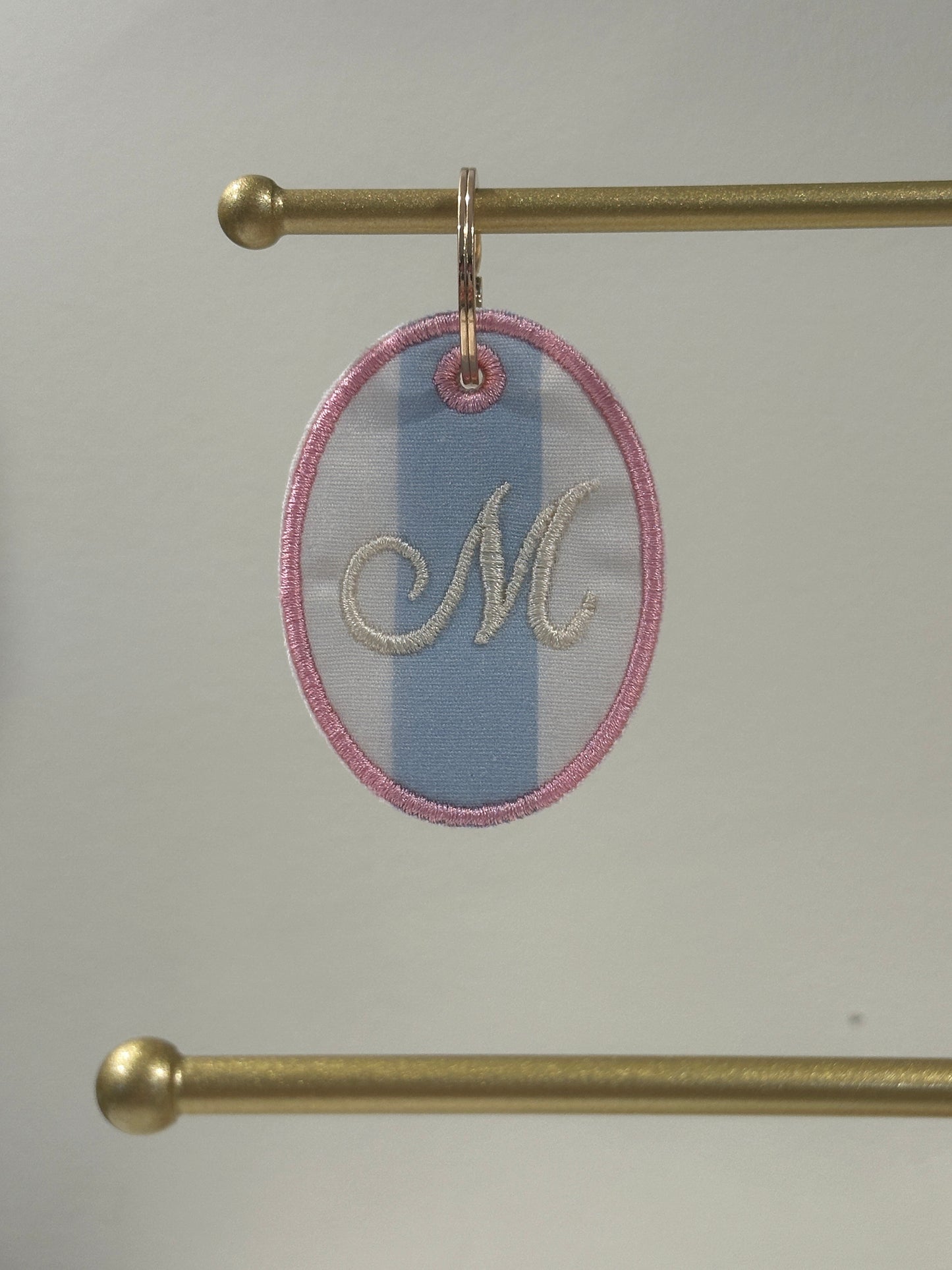Personalized Initial Charm  - Custom Embroidered Keychain Tag