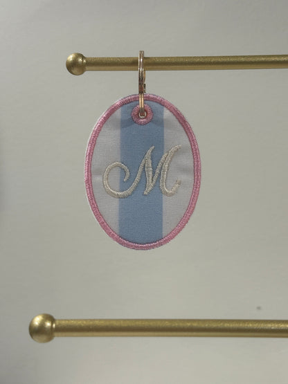 Personalized Initial Charm  - Custom Embroidered Keychain Tag