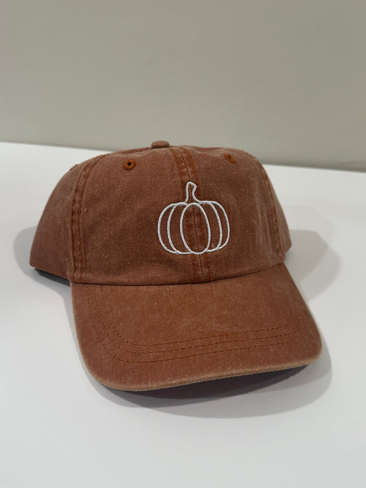 Pumpkin Outline Hat - Embroidered Dad Hat