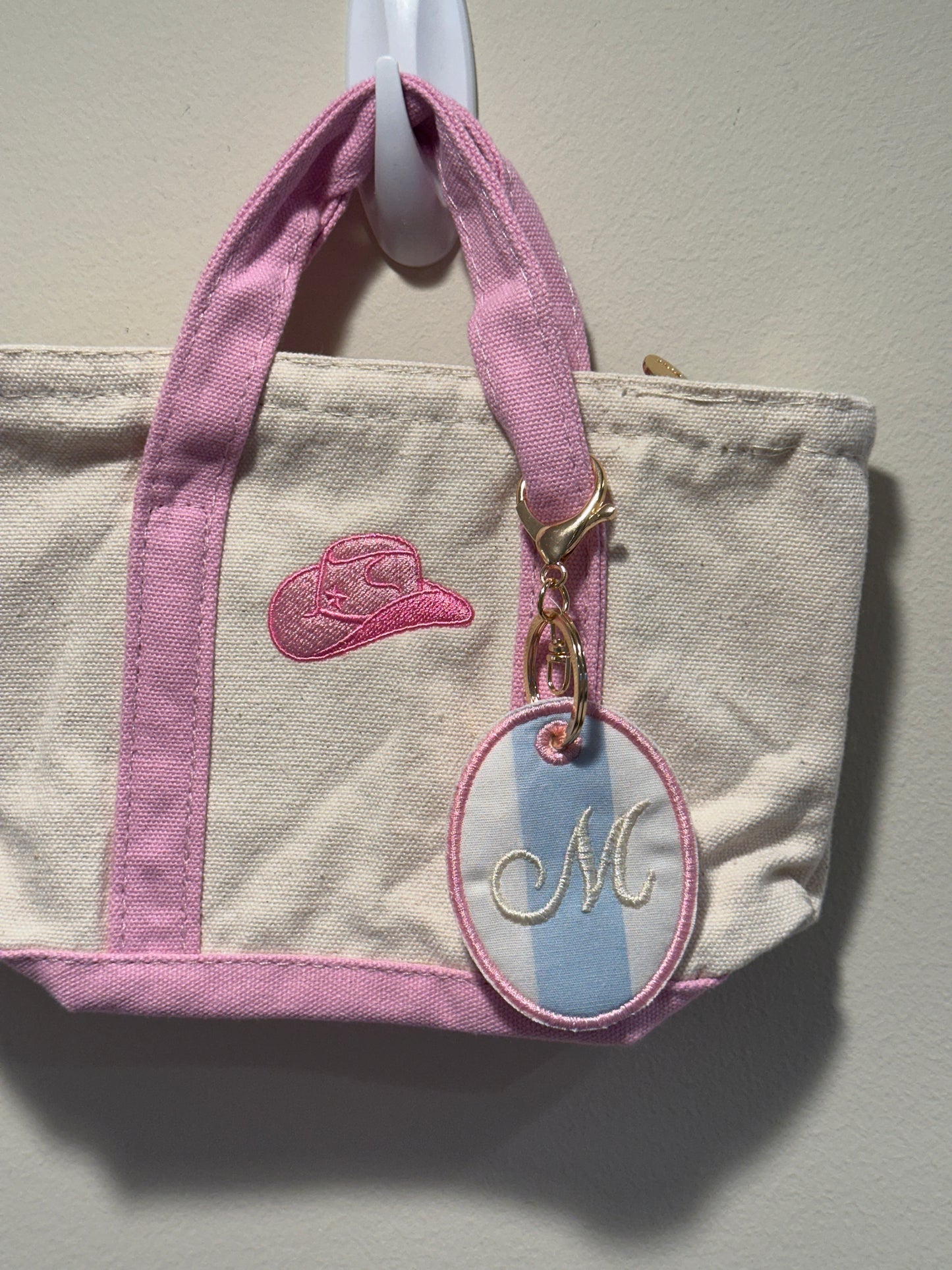 Personalized Initial Charm  - Custom Embroidered Keychain Tag