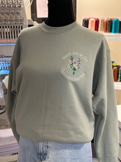 Meet Me At The Farmers Market Crew - Embroidered Gildan Crewneck