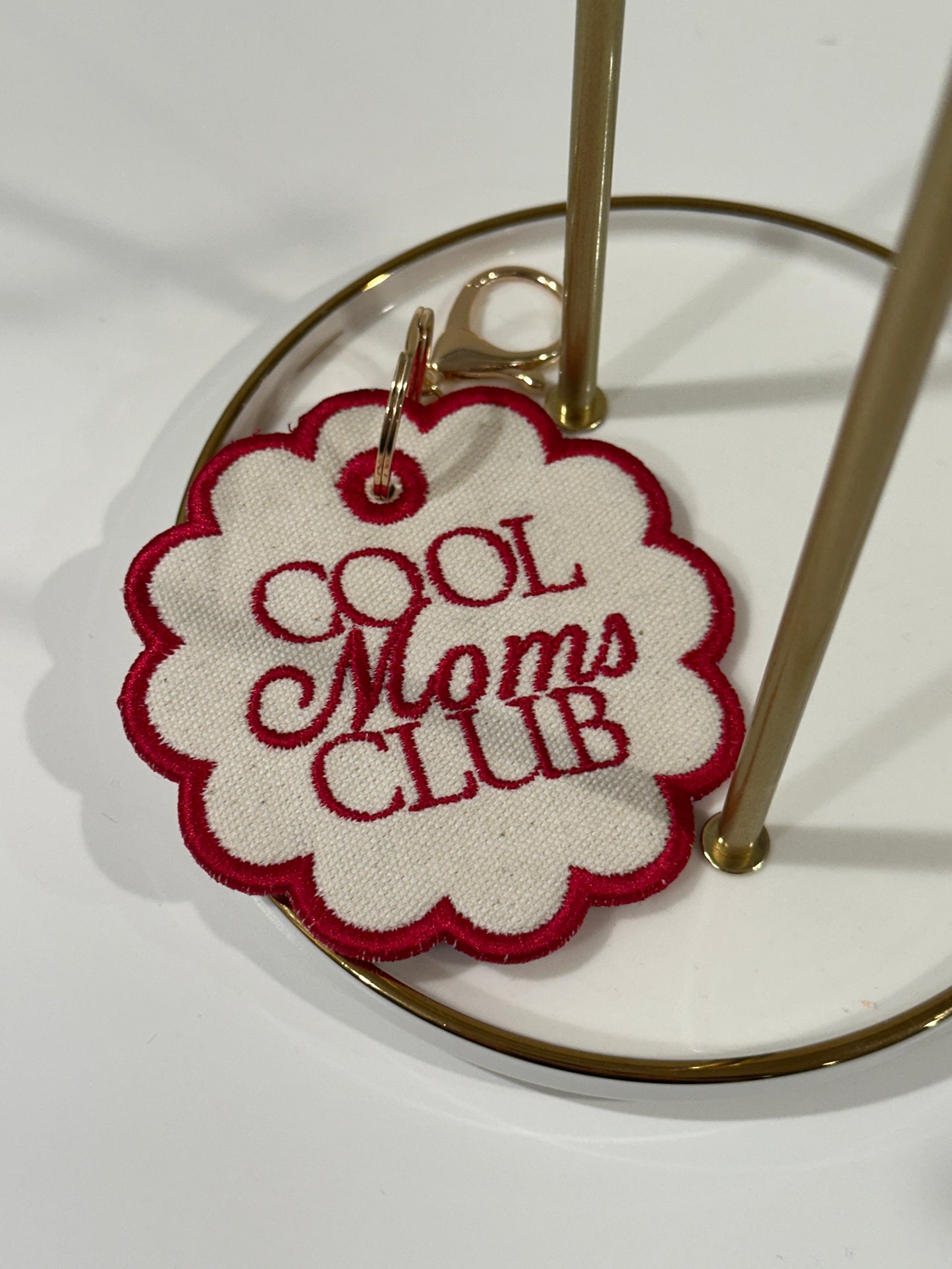 Cool Moms Club Charm  - Custom Embroidered Keychain Tag