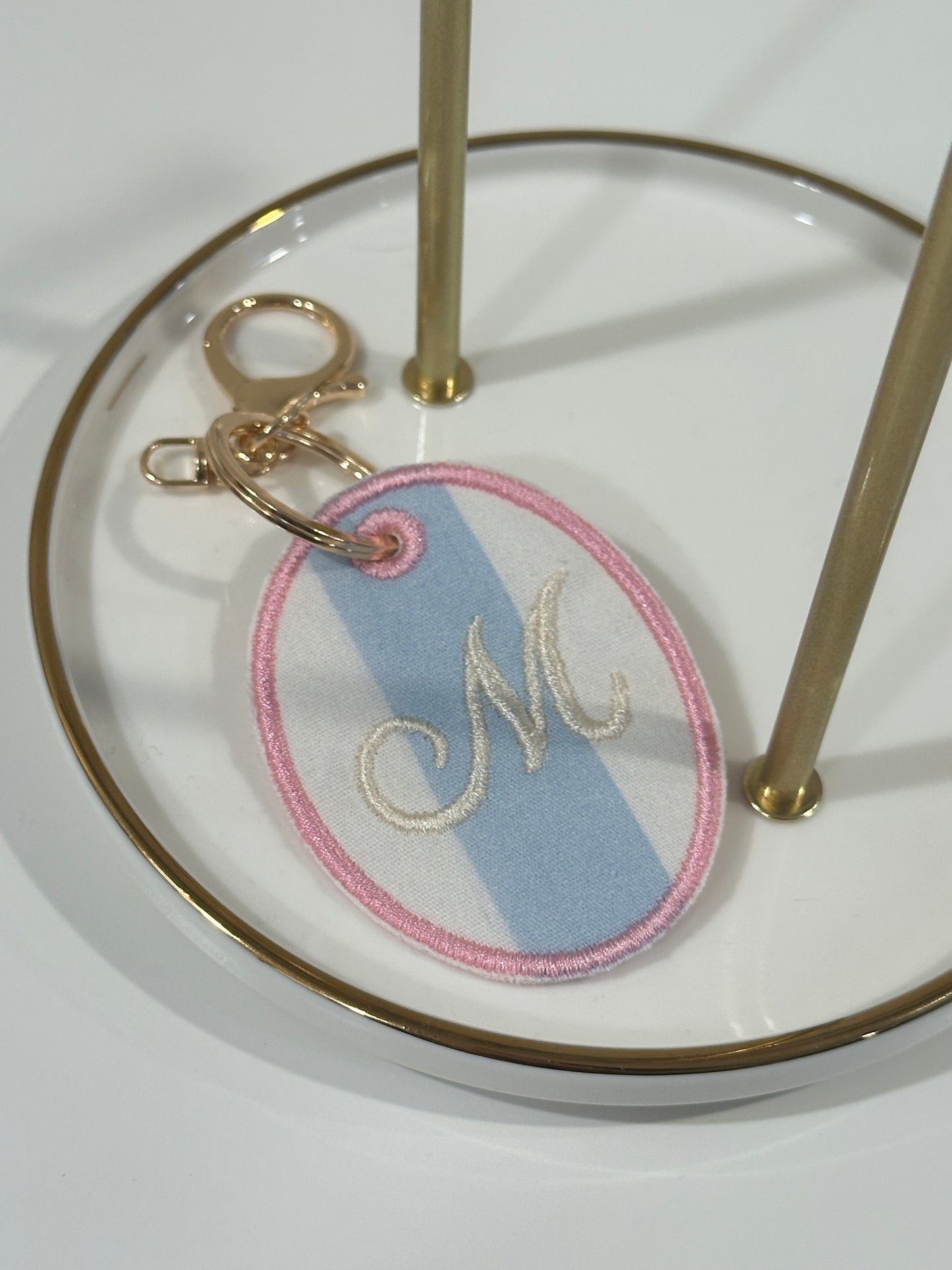 Personalized Initial Charm  - Custom Embroidered Keychain Tag
