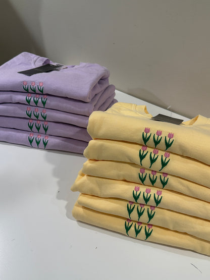Tiny Tulip Tee - Embroidered Comfort Colors T-shirt
