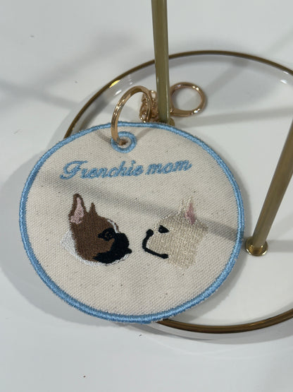 Personalized Pet Portrait Charm  - Custom Embroidered Keychain Tag