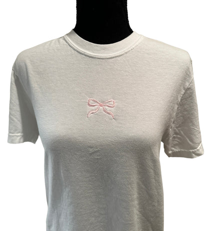 Bow Embroidered Comfort Colors T-shirt