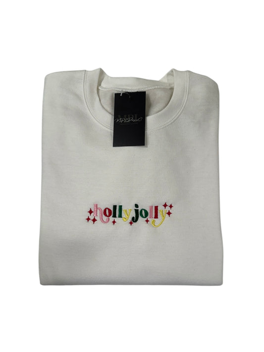 Holly Jolly Embroidered Crewneck