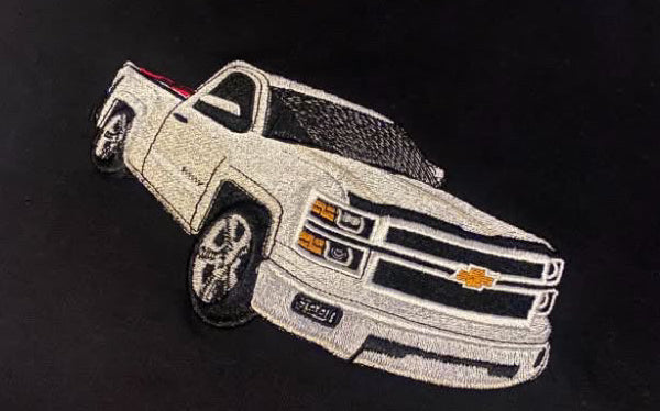 Custom Embroidered Truck Hoodie w/ Initials on Sleeve