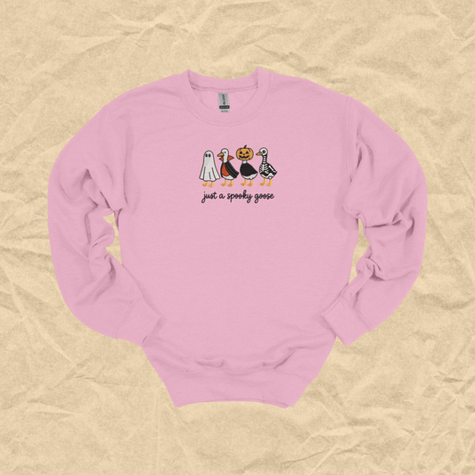 Just A Spooky Goose Embroidered Crewneck
