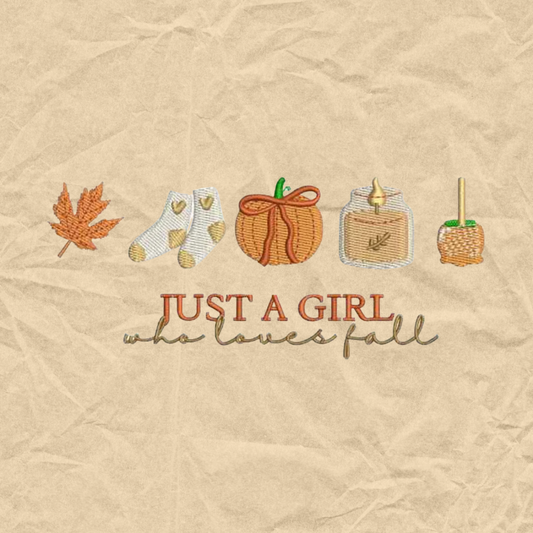 Just A Girl Who Loves Fall Embroidered Crewneck